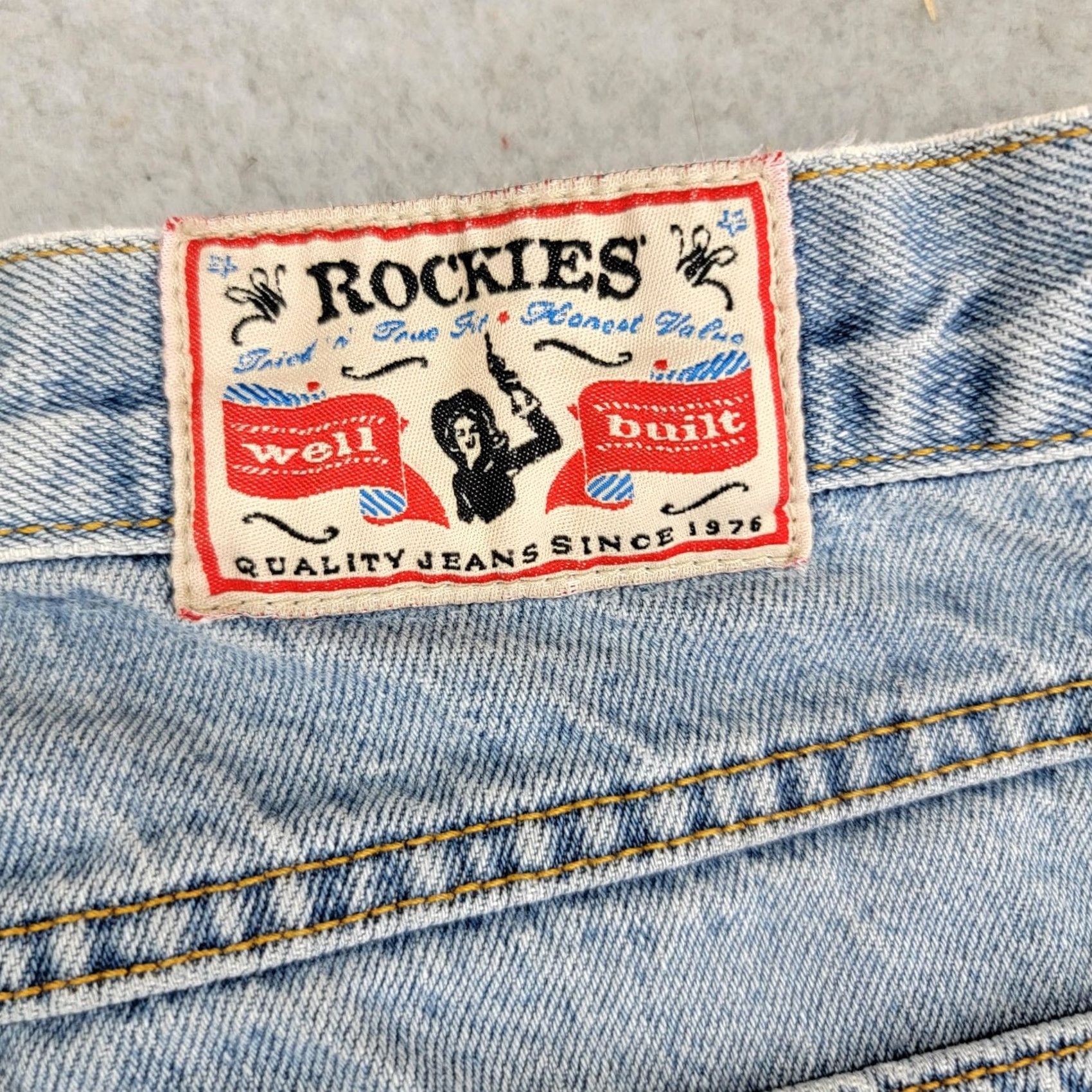 Vintage Rockies Jeans Womens 15 Extra Long Light Wash Relaxed Fit 100% Cotton Denim Blue Jeans Size 36" / US 14 / IT 50 - 7 Thumbnail