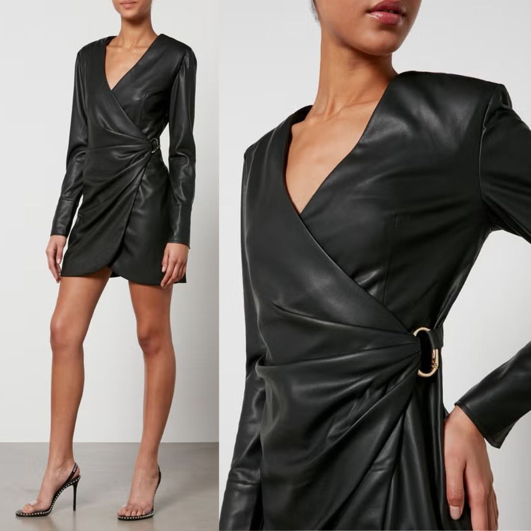 Anine Bing Anine Bing | NWT Joey Dress Black Faux Leather Wrap Dress S Size S / US 4 / IT 40 - 3 Thumbnail