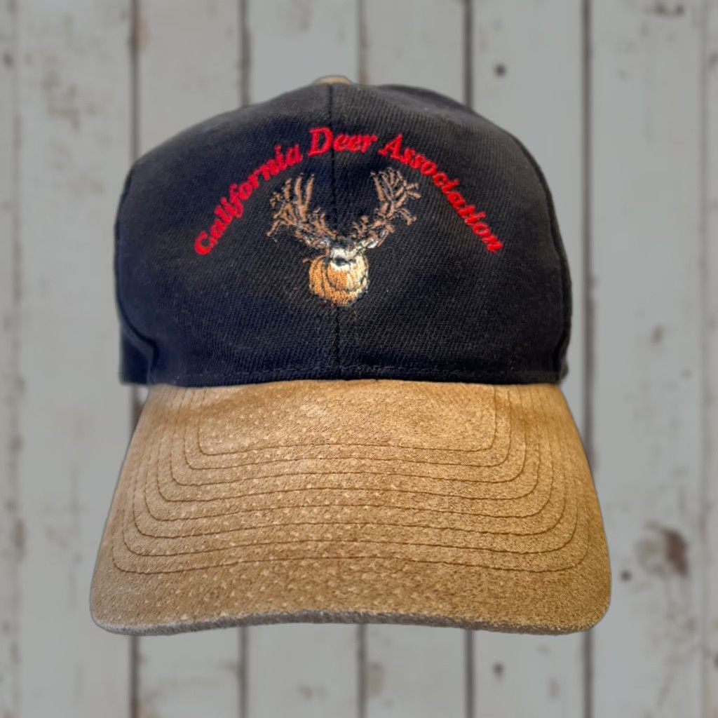 Vintage VINTAGE Otto California Deer Association Hat Black Snapback Dad Leather Bill Hunting Adjustable One Size Men Black Deer Hat Size ONE SIZE - 1 Thumbnail
