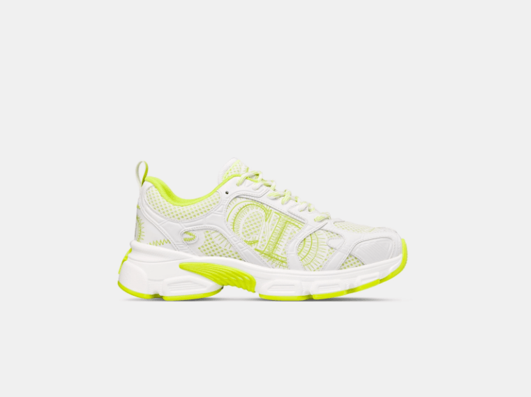 o1w1db11225 KCK414 Low-Top Sneakers in White/Lime Green