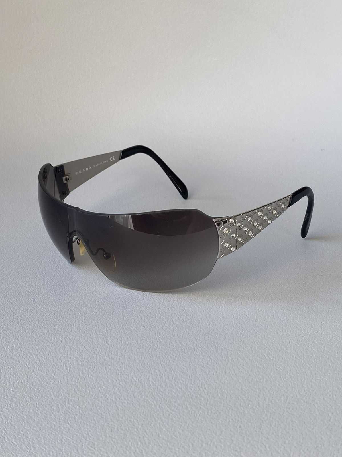image of Prada Sunglasses Rhinestones Spr 60I in Silver, Men's