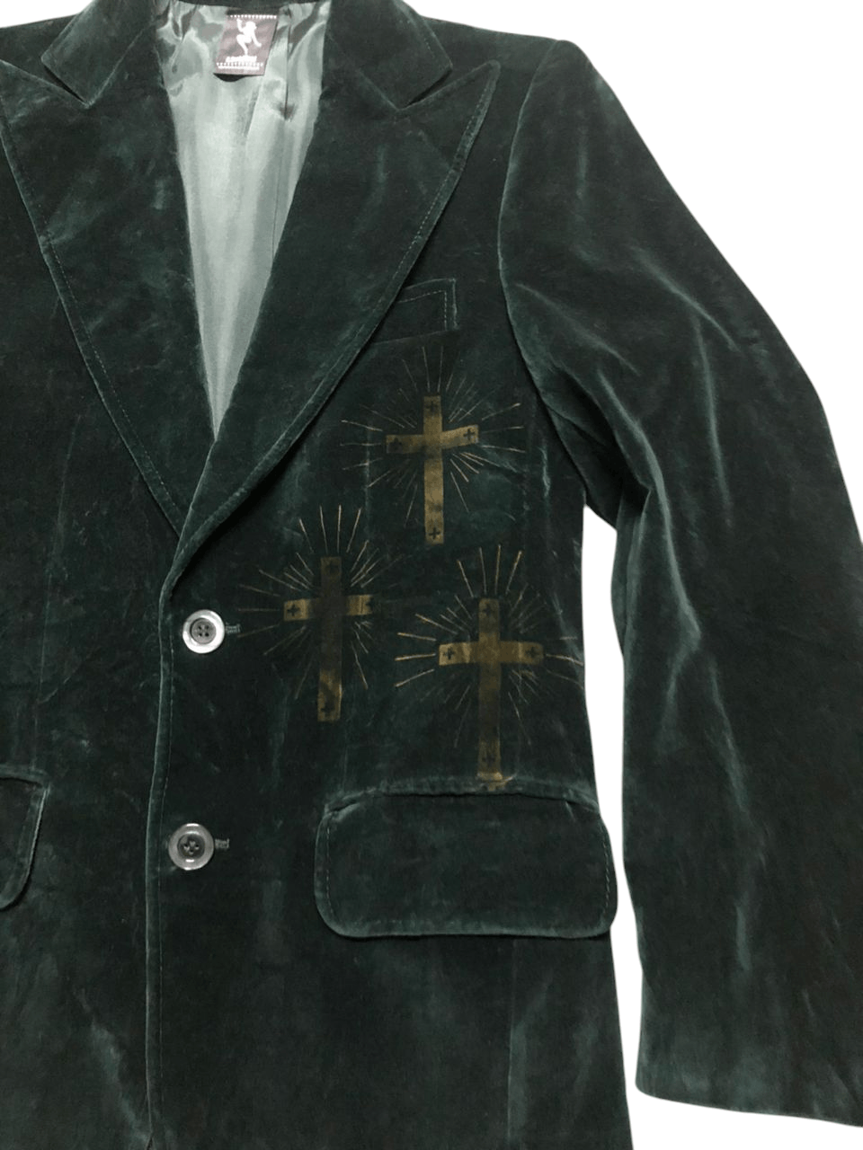 N.Hoolywood N.HoolyWood Green Velvet Blazer Design Cross Printed Size US S / EU 44-46 / 1 - 7 Thumbnail