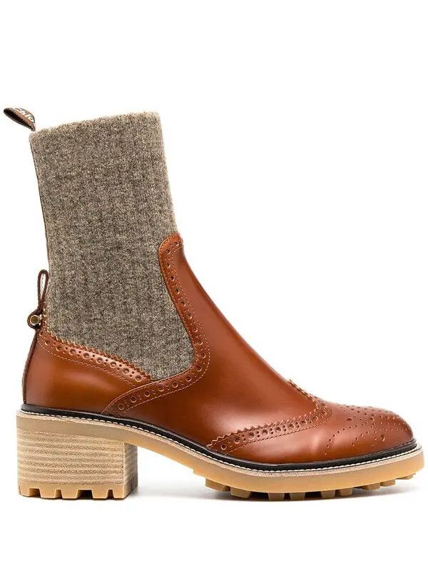 image of Chloe O1Loc1C0524 Chc20 Frenne Classic Boots In Tobacco, Women's (Size 6)