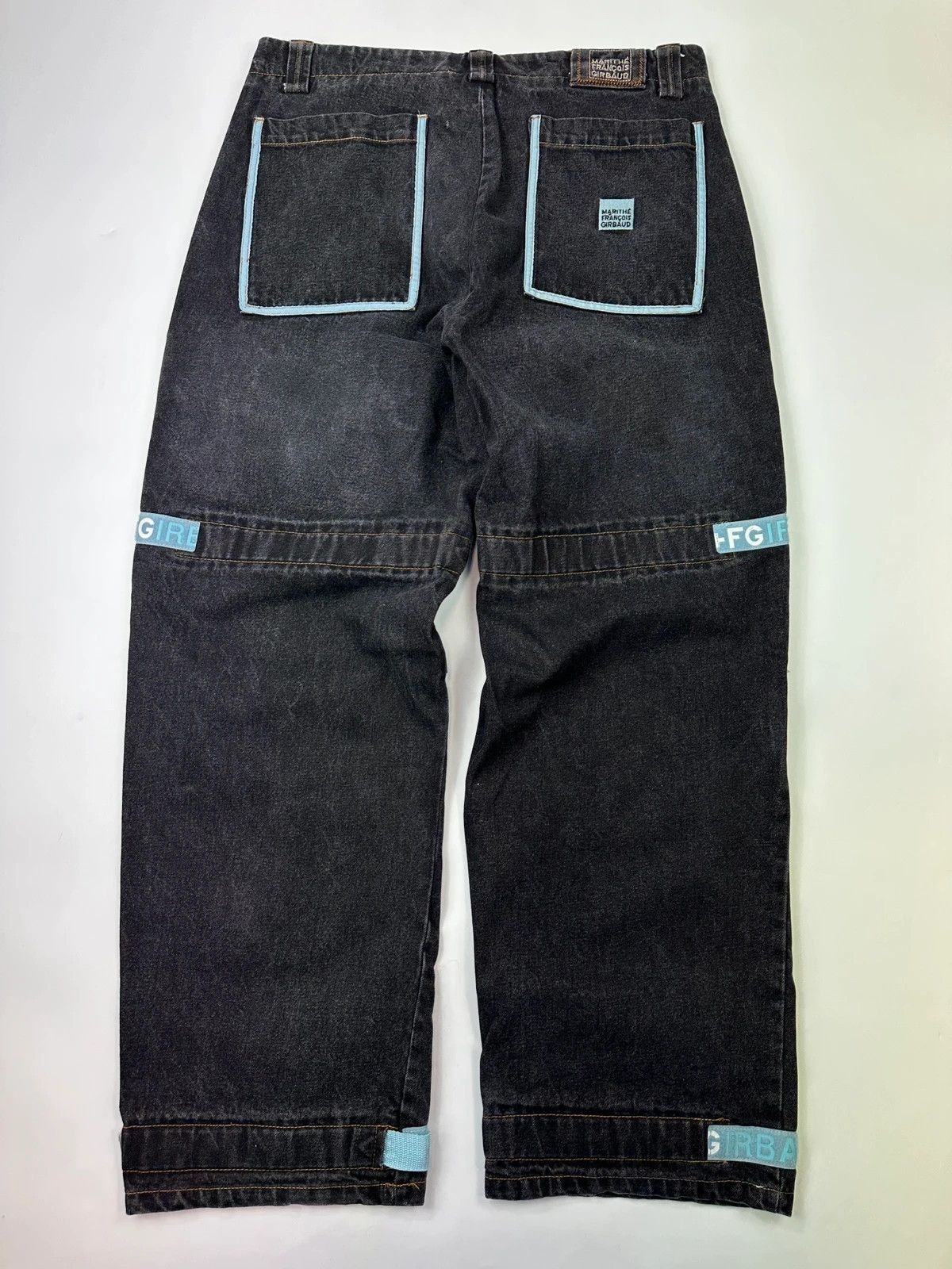 Marithe + Francois Girbaud Marithé + François Black & Blue Baggy Velcro Denim Pants Size US 36 / EU 52 - 6 Thumbnail