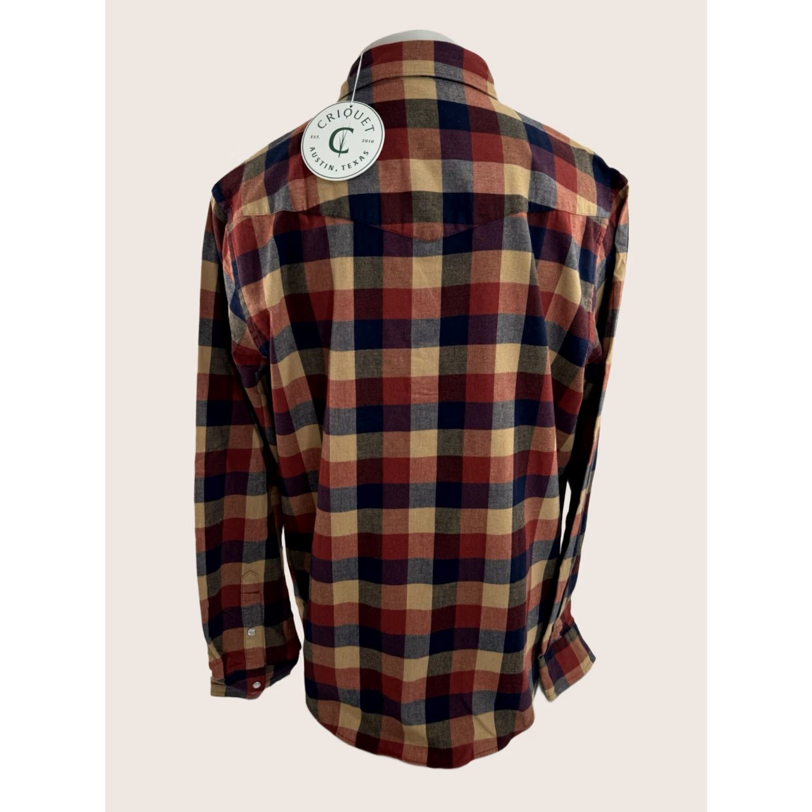 Vintage Criquet Austin - Plaid Western Mens XL Flannel Shirt Snap Button-Up Red / Tan / Blue Size US XL / EU 56 / 4 - 1 Thumbnail