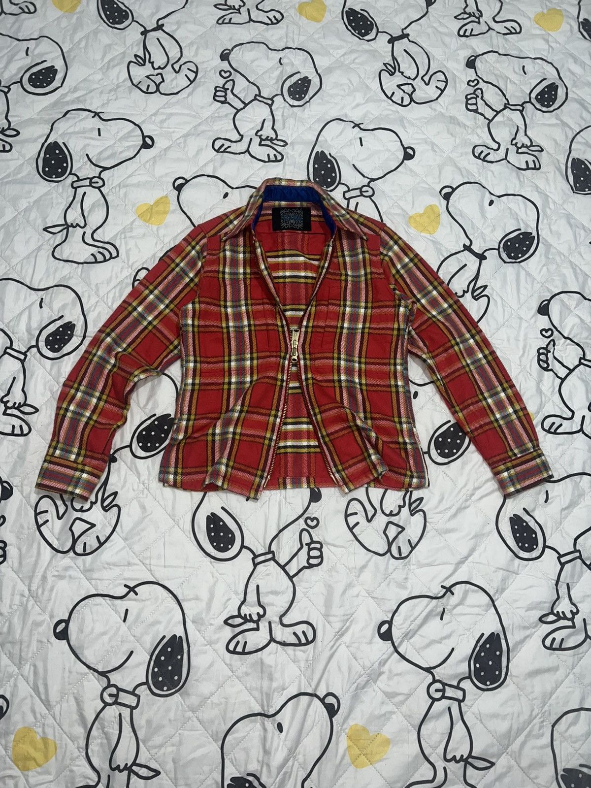 If Six Was Nine 2000s VelVetBlue - Vkeii Style Zip Plaid Flannel Shirt Size US M / EU 48-50 / 2 - 1 Thumbnail