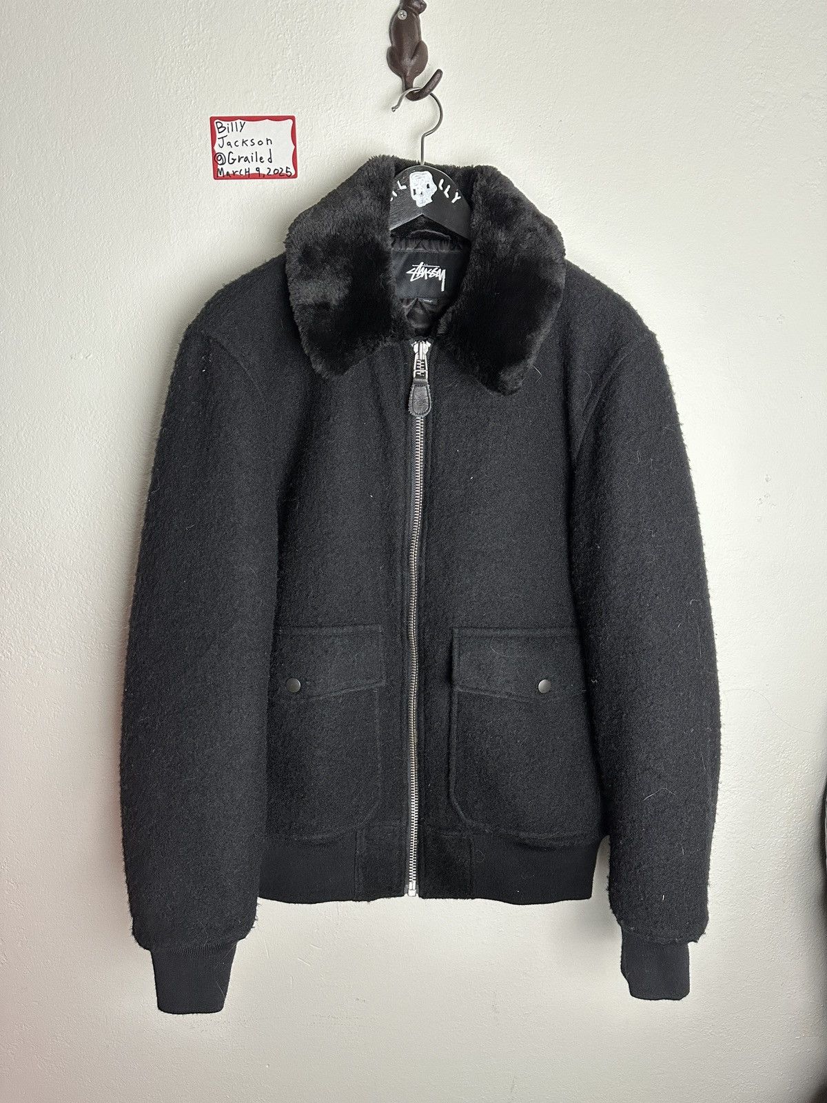 Stussy Stussy synthetic wool and fur bomber with quilted lining Size US M / EU 48-50 / 2 - 1 Thumbnail