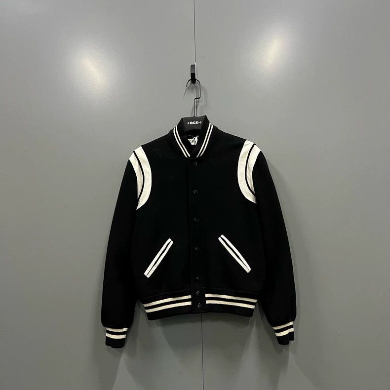 Saint Laurent Paris Saint Laurent Black and White Baseball Jacket Size US M / EU 48-50 / 2 - 1 Thumbnail