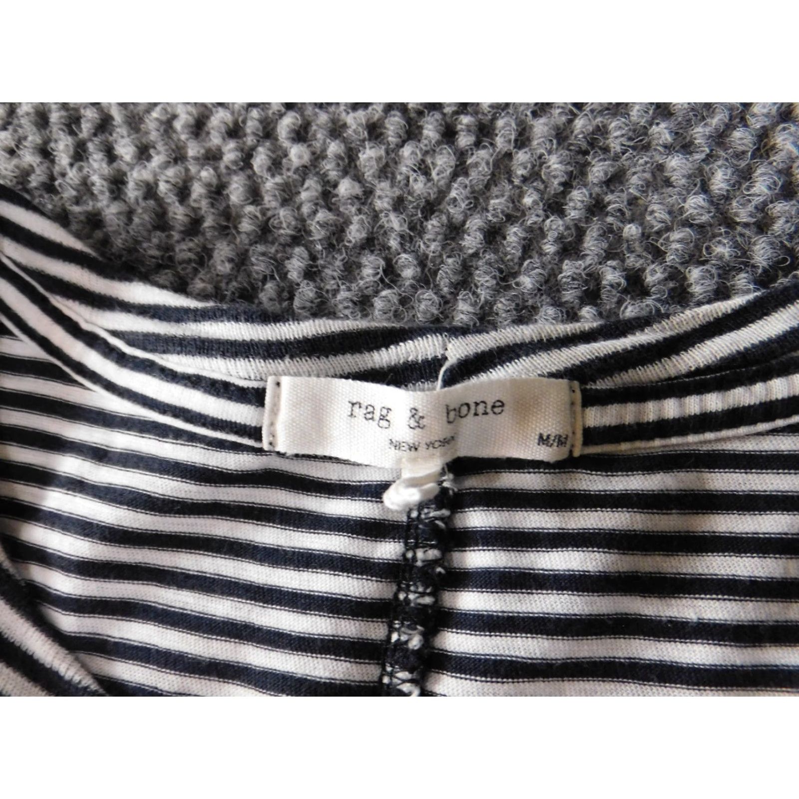 Rag & Bone Rag & Bone Dress Shirt Womens Striped Black Knee Length Raglan Sleeve Knit Rayon Pull Over Crew Neck Short Sleeve M Size M / US 6-8 / IT 42-44 - 5 Thumbnail