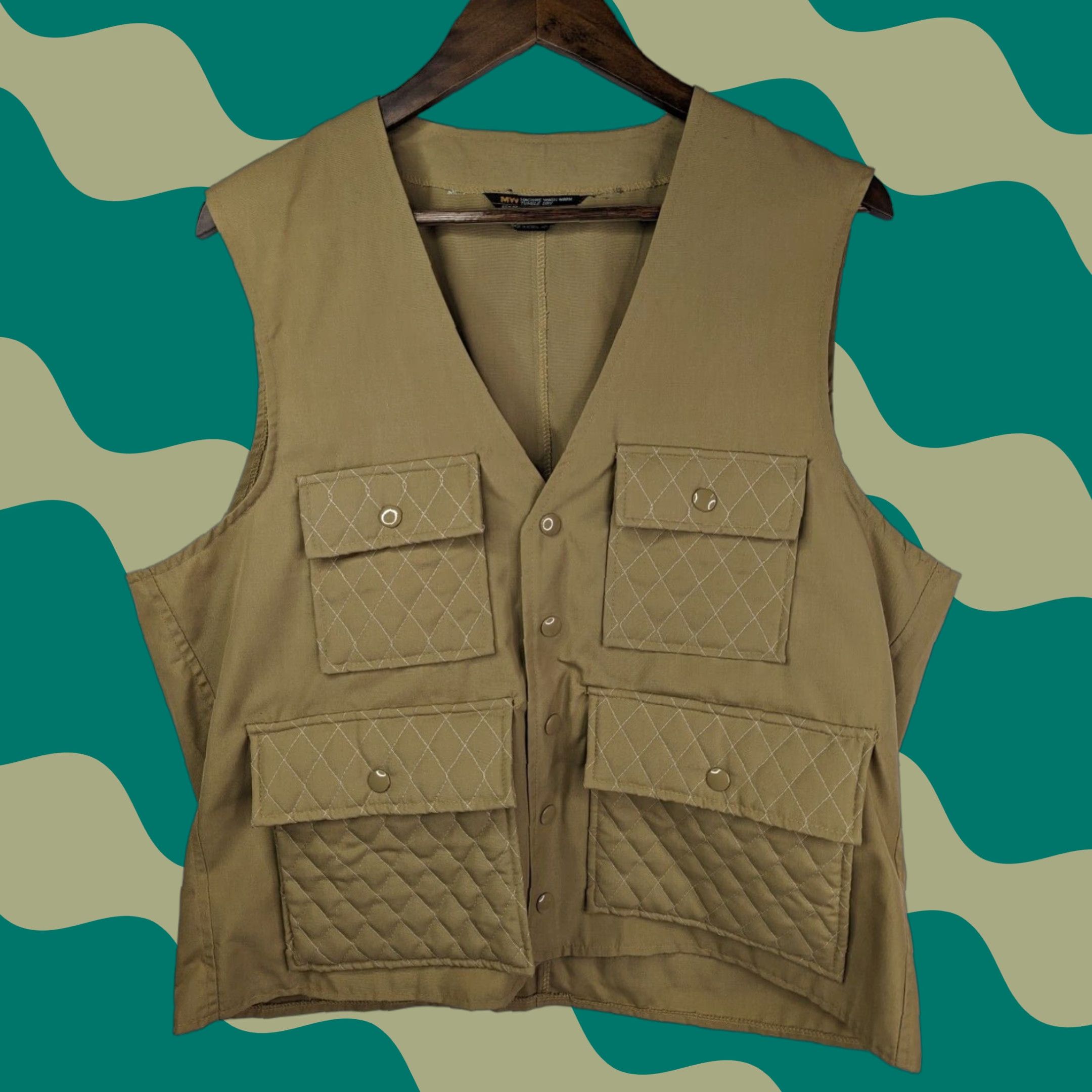 Penn VINTAGE J. C. Penney Hunting Vest Men's Medium Beige Pockets Camouflage Cotton Canvas Quilted Zip Vest Outdoors Size US M / EU 48-50 / 2 - 1 Thumbnail