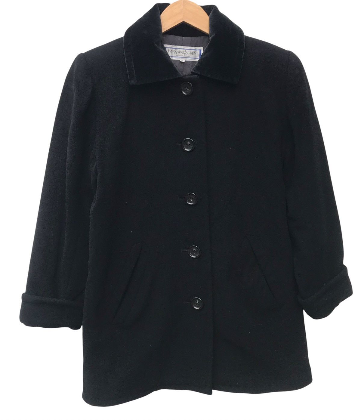Vintage × Yves Saint Laurent Vintage Ysl Diffusion Femmes Women Black Coat Size M / US 6-8 / IT 42-44 - 1 Thumbnail