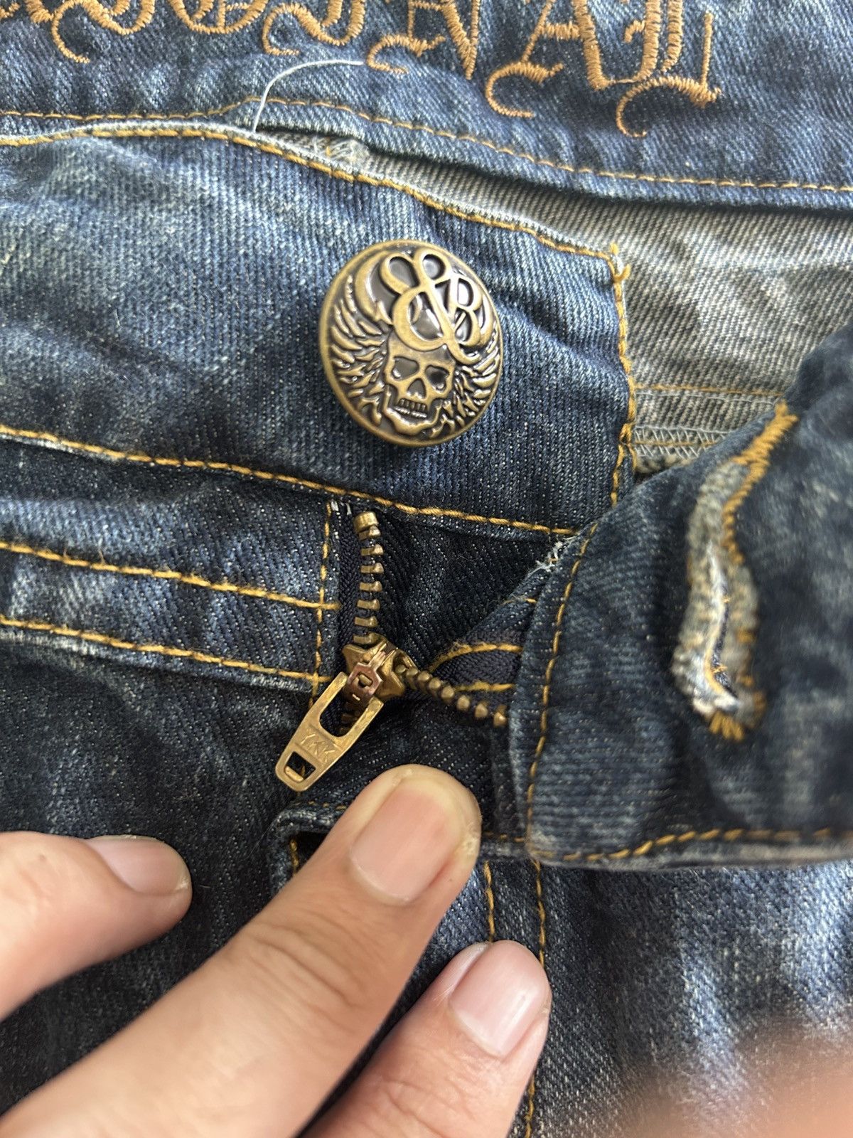 Japanese Brand × Vintage Vintage Japanese Distressed Denim Skull Patches Jeans Size US 35 - 13 Thumbnail
