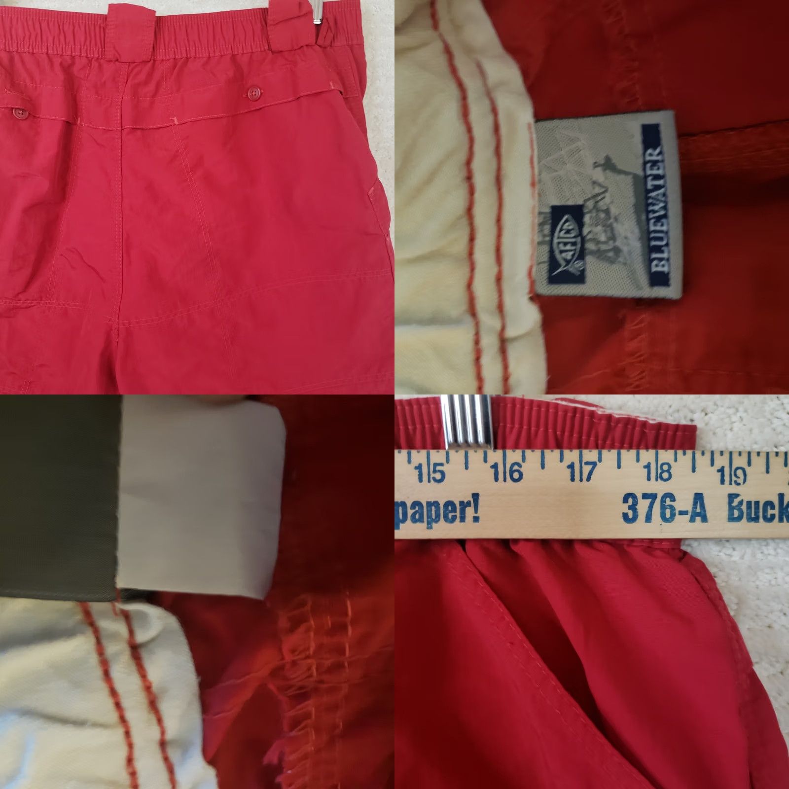Vintage AFTCO Men’s Cargo Shorts Red 38x8 Casual Flat Front Stretch Waist Nylon UV Quick Dry Pockets Embroidered Logo Size US 38 / EU 54 - 8 Thumbnail