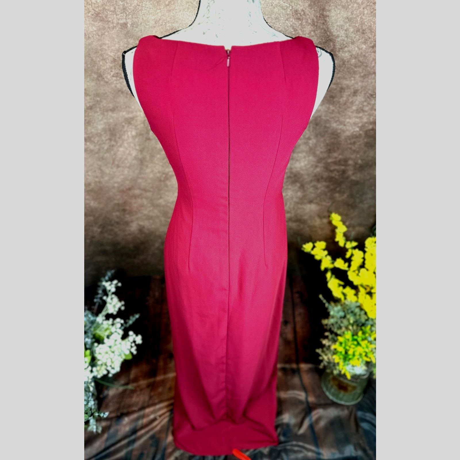 Jenny Packham Jenny Packham V-Neck Crepe Column Gown - Burgundy - size 4 Size S / US 4 / IT 40 - 13 Thumbnail
