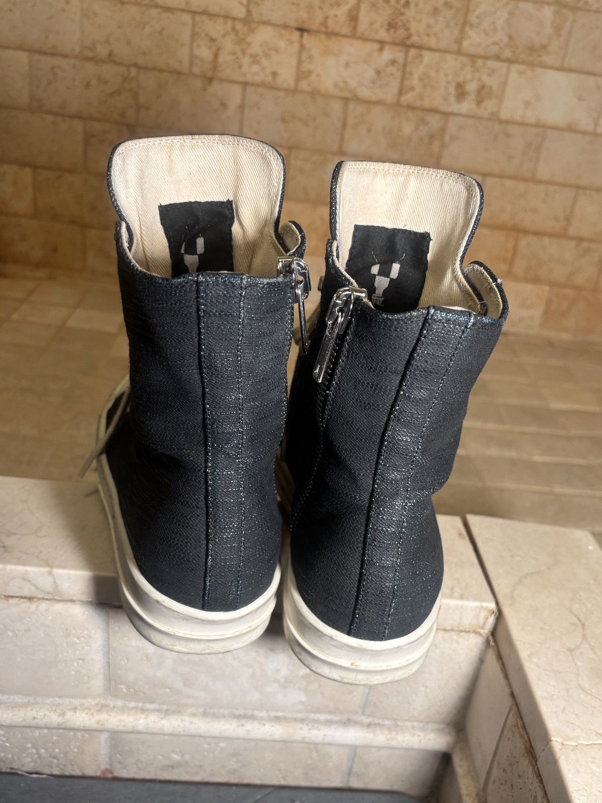 Rick Owens Rick Owens DRKSHDW Waxed Denim High Top Ramones Size US 7 / EU 40 - 3 Thumbnail