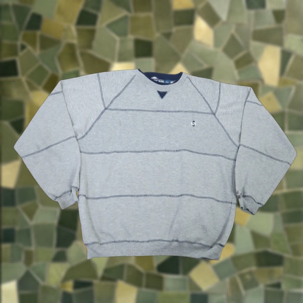 Cherokee VINTAGE Cherokee Sweatshirt Crew Neck Striped Mens L 90s Gray Navy Size US L / EU 52-54 / 3 - 1 Thumbnail