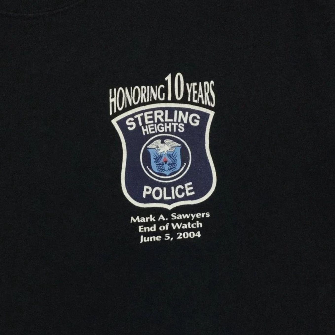 Vintage Sterling Heights Police “Honoring 10 Years” Tribute Graphic Black T-Shirt M L Size US M / EU 48-50 / 2 - 3 Thumbnail