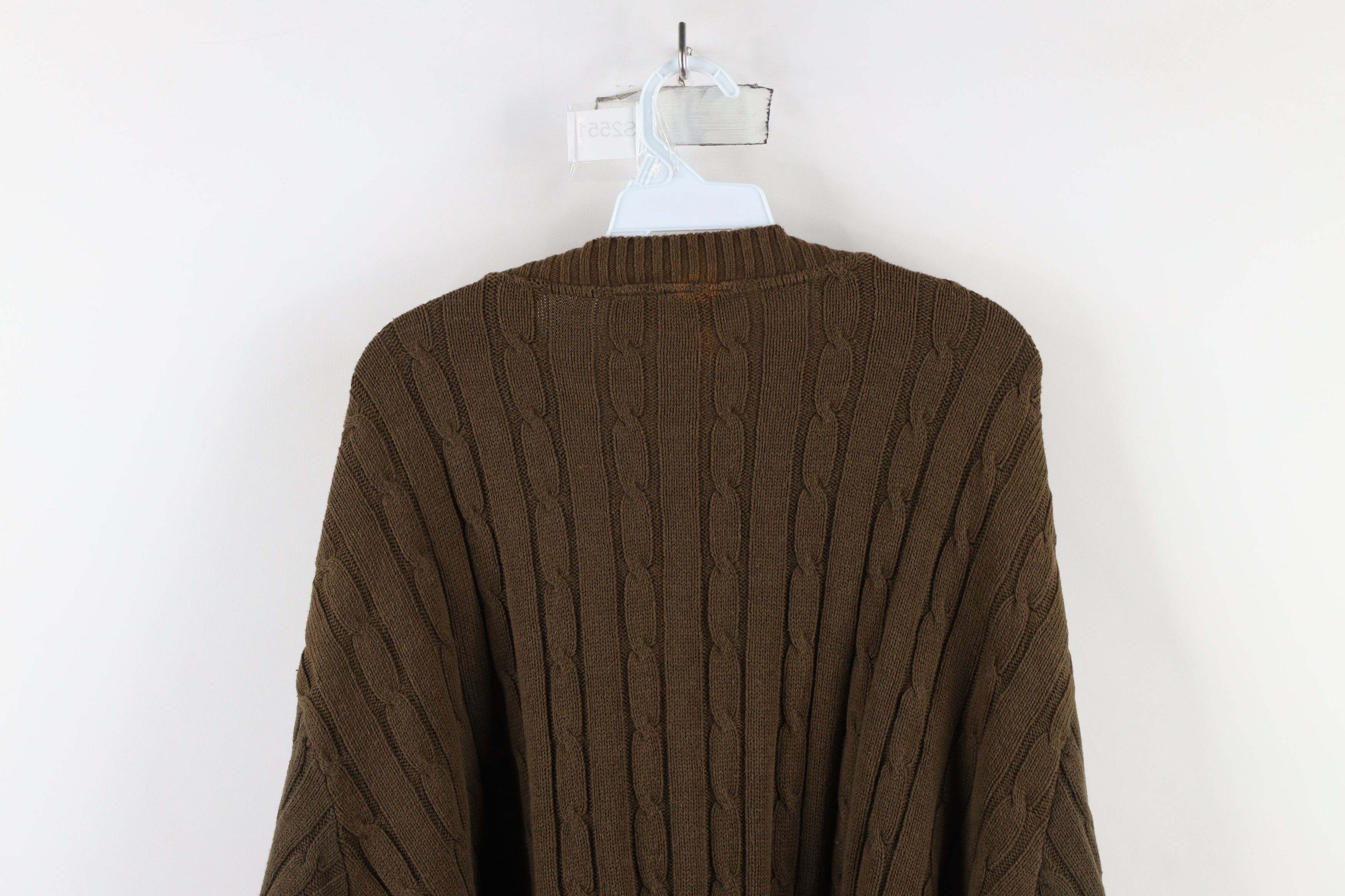 Vintage Vintage 90s Streetwear Faded Chunky Cable Knit Sweater Brown Size US XXL / EU 58 / 5 - 8 Thumbnail