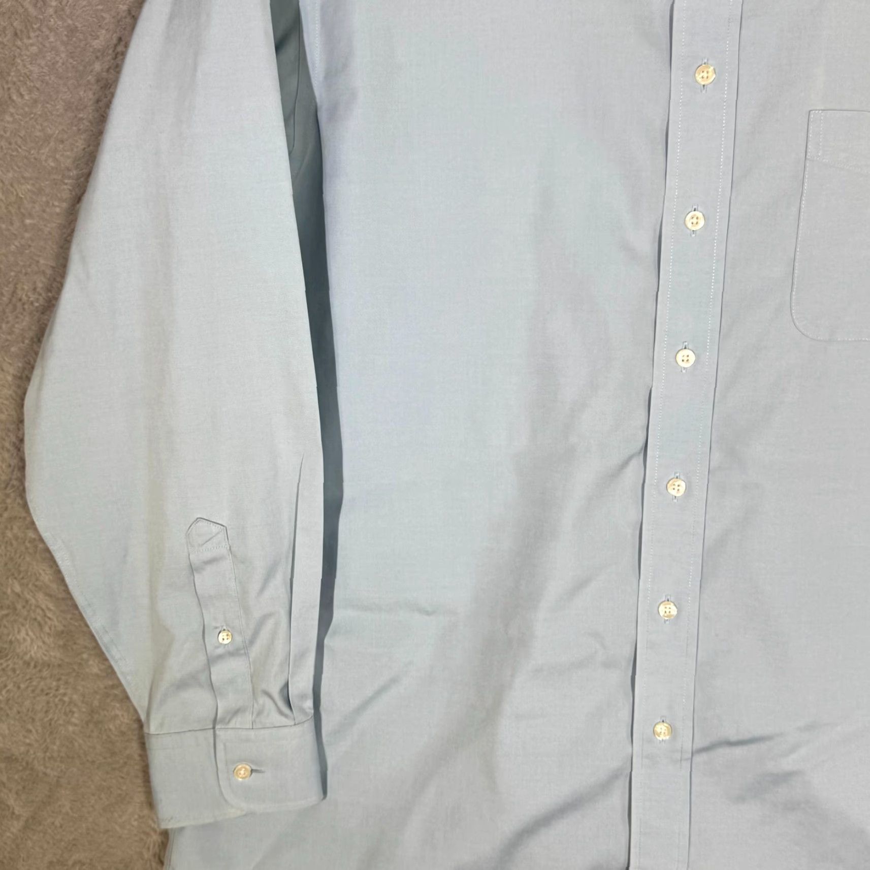 Vintage Gold Label Dress Shirt Men Blue 17.5×35 Long Sleeve Button-Down Fitted 100% Cotton Formal Shirt Mens Regular Neck 17.5 in Vintage No Size 48R - 3 Thumbnail