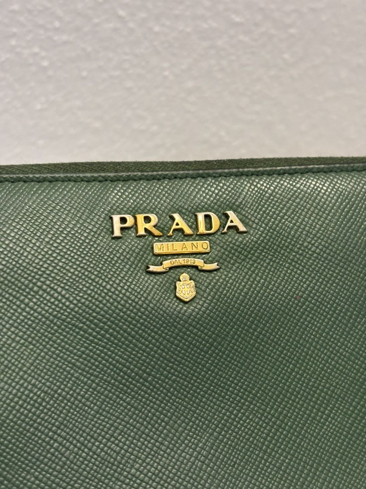 Prada Prada Dark Green Saffiano Leather Logo Zip Around Wallet Size ONE SIZE - 2 Thumbnail