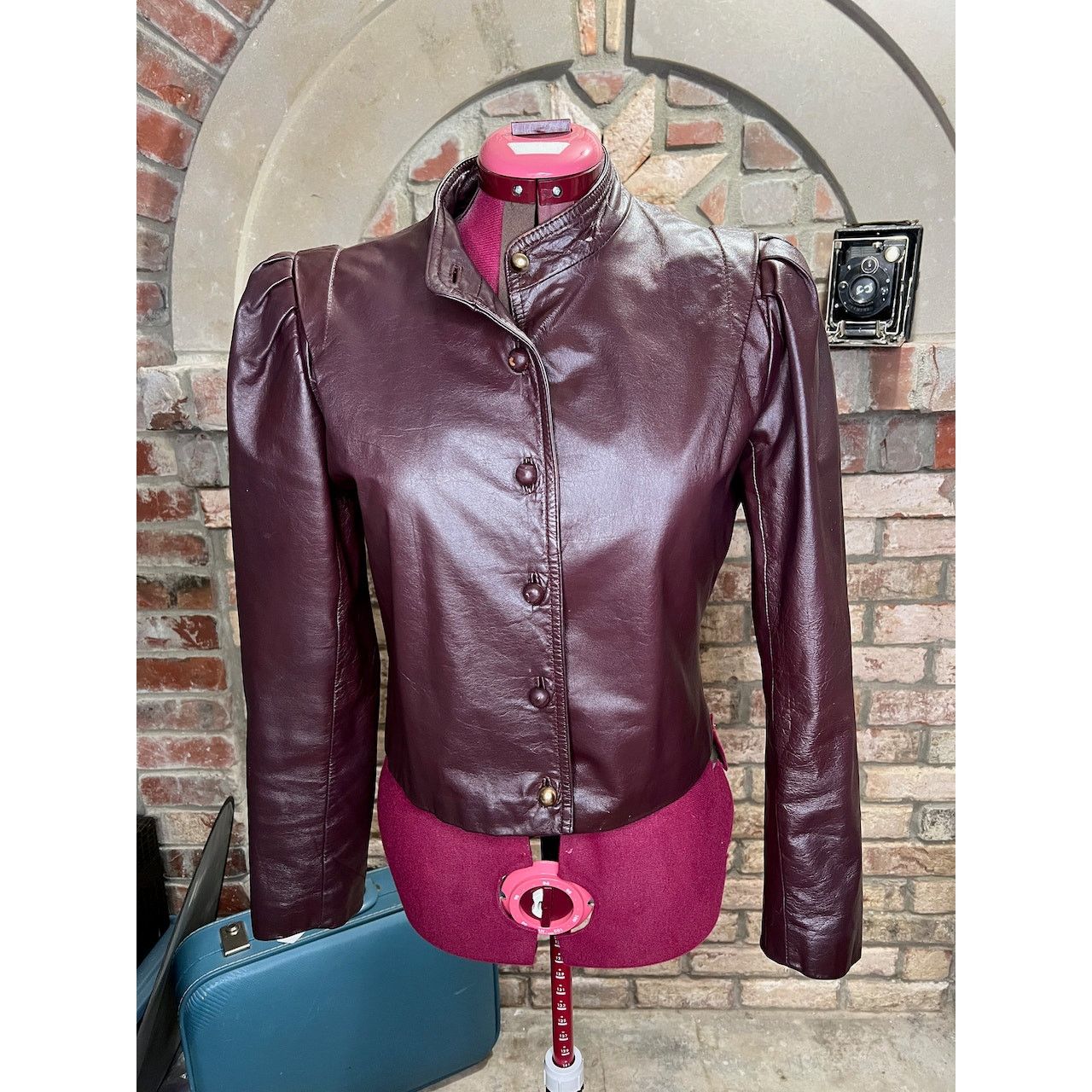 High Sierra leather Jacket OXBLOOD red burgundy wine cropped puff sleeve Size XL / US 12-14 / IT 48-50 - 1 Thumbnail