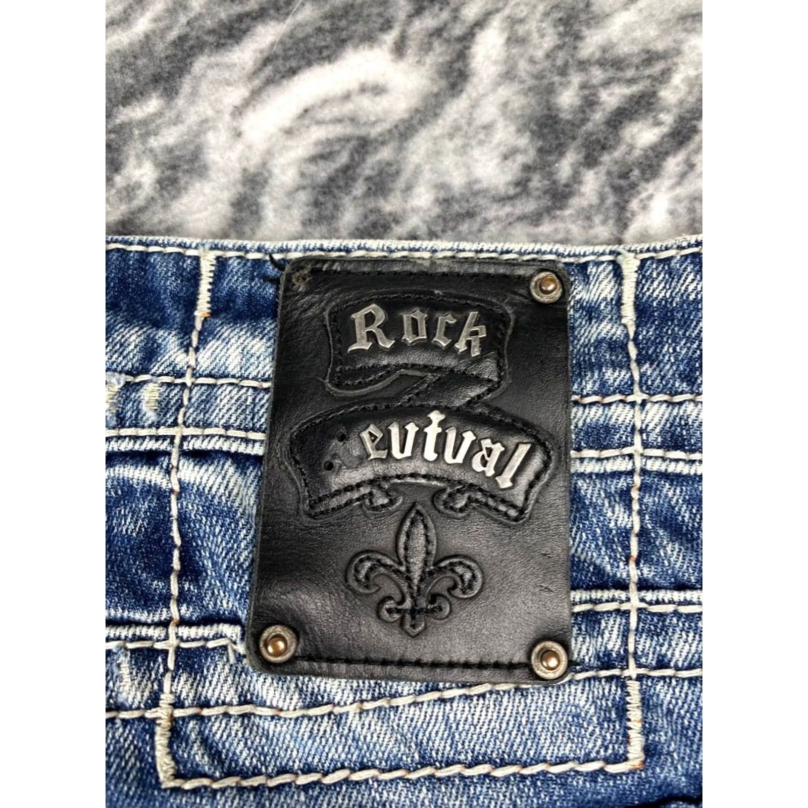 Vintage VINTAGE Rock Revival Jeans Y2K Men Size 33 Blue Straight Denim Size US 33 - 3 Thumbnail