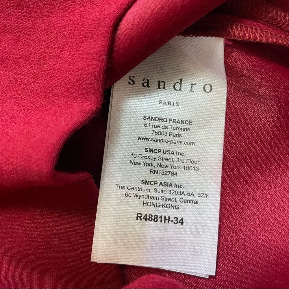 Sandro NWT New $325 Sandro Burgundy Viscose Long Sleeve Dress Size Size S / US 4 / IT 40 - 8 Thumbnail