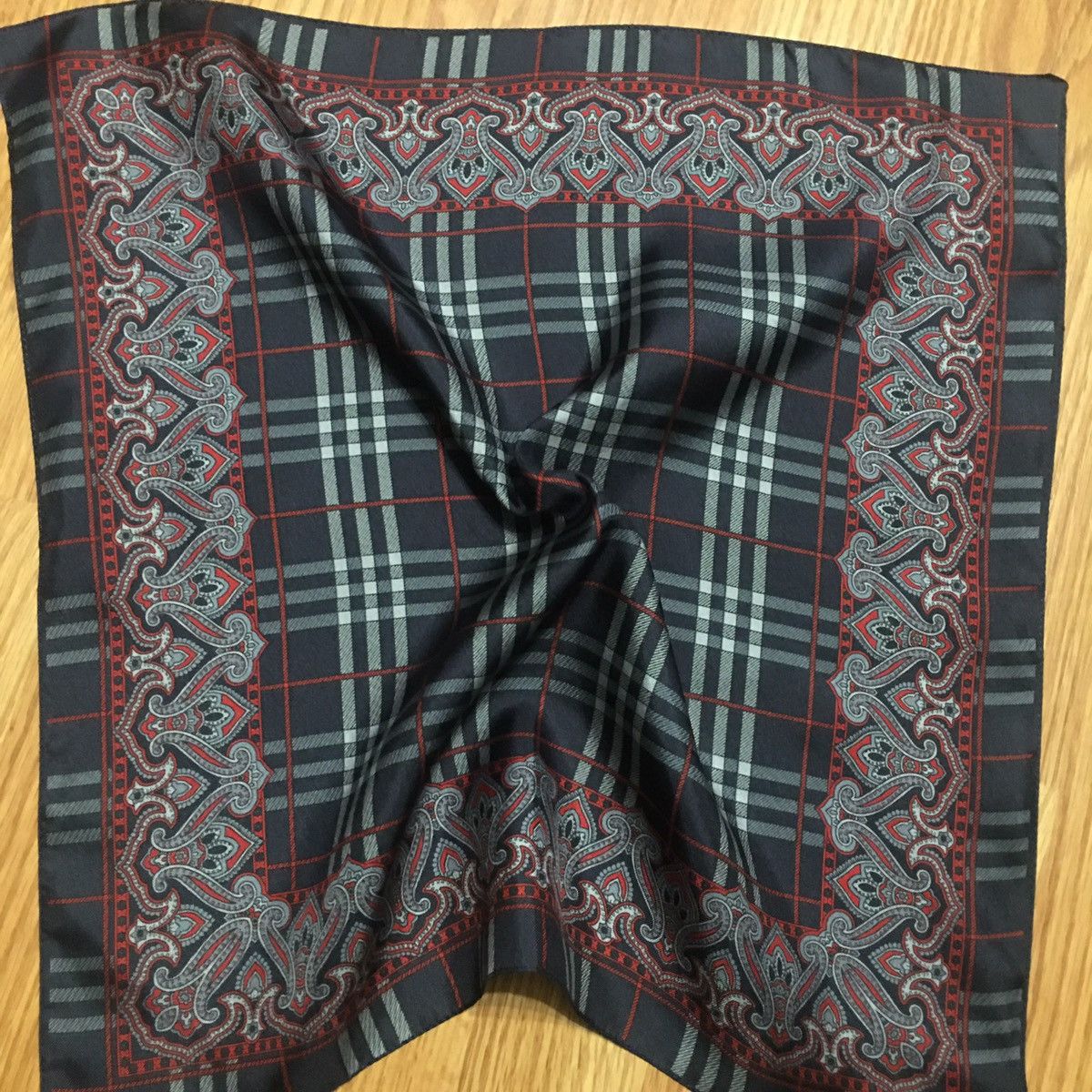 Burberry Burberry’s Vintage Blue Check Tartan Square Silk Scarf Size ONE SIZE - 6 Thumbnail