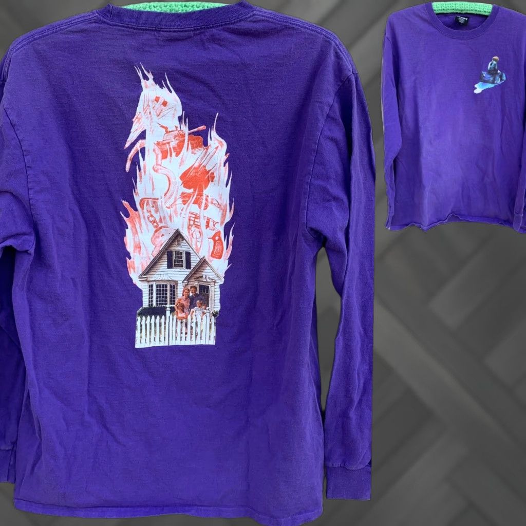 Vintage VINTAGE Hockey Shirt Mens L Purple Graphic Print Burnt House T-Shirt Long Sleeve FA Hockey Size US L / EU 52-54 / 3 - 1 Thumbnail