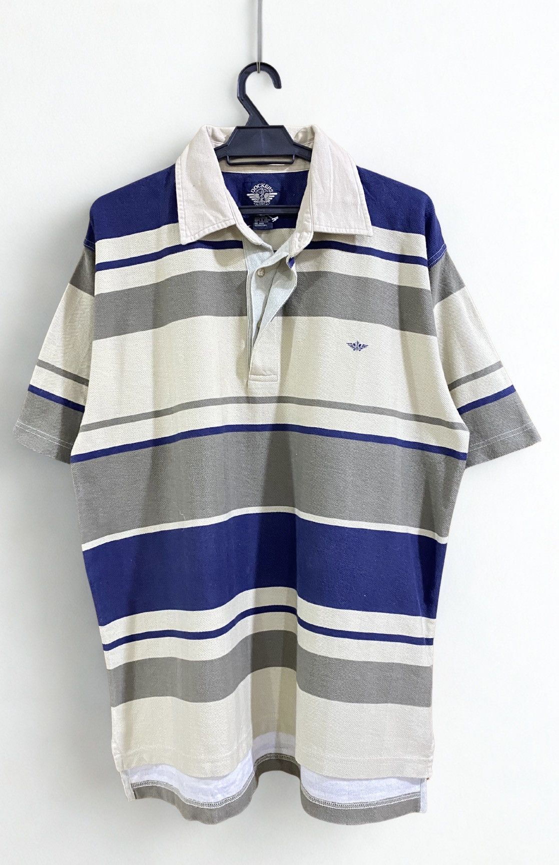 Dockers Vintage Dockers Japan Herringbone Stripe Polo Oversized Size US M / EU 48-50 / 2 - 1 Thumbnail