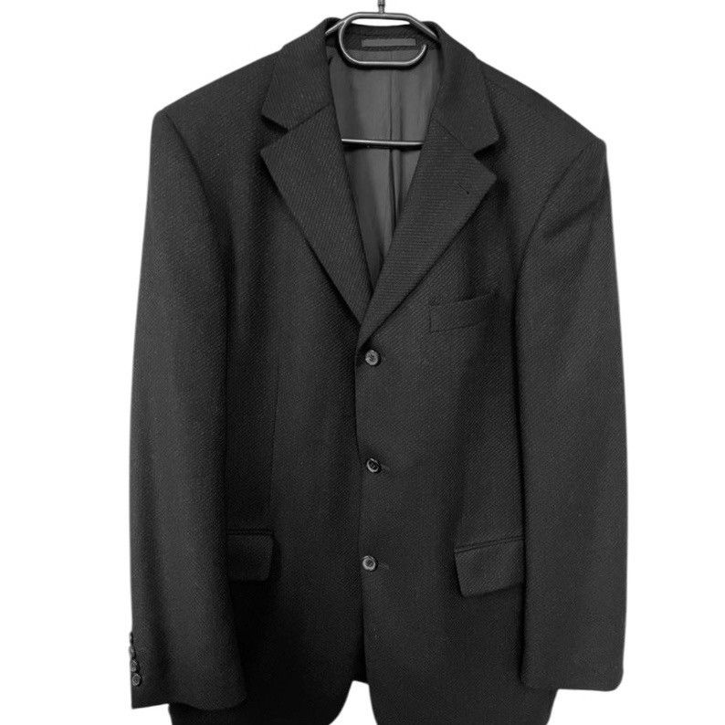 Hugo Boss × Loro Piana × Vintage 🧿textured cashmere wool tailored 3-buttons blazer black Size 52R - 1 Thumbnail