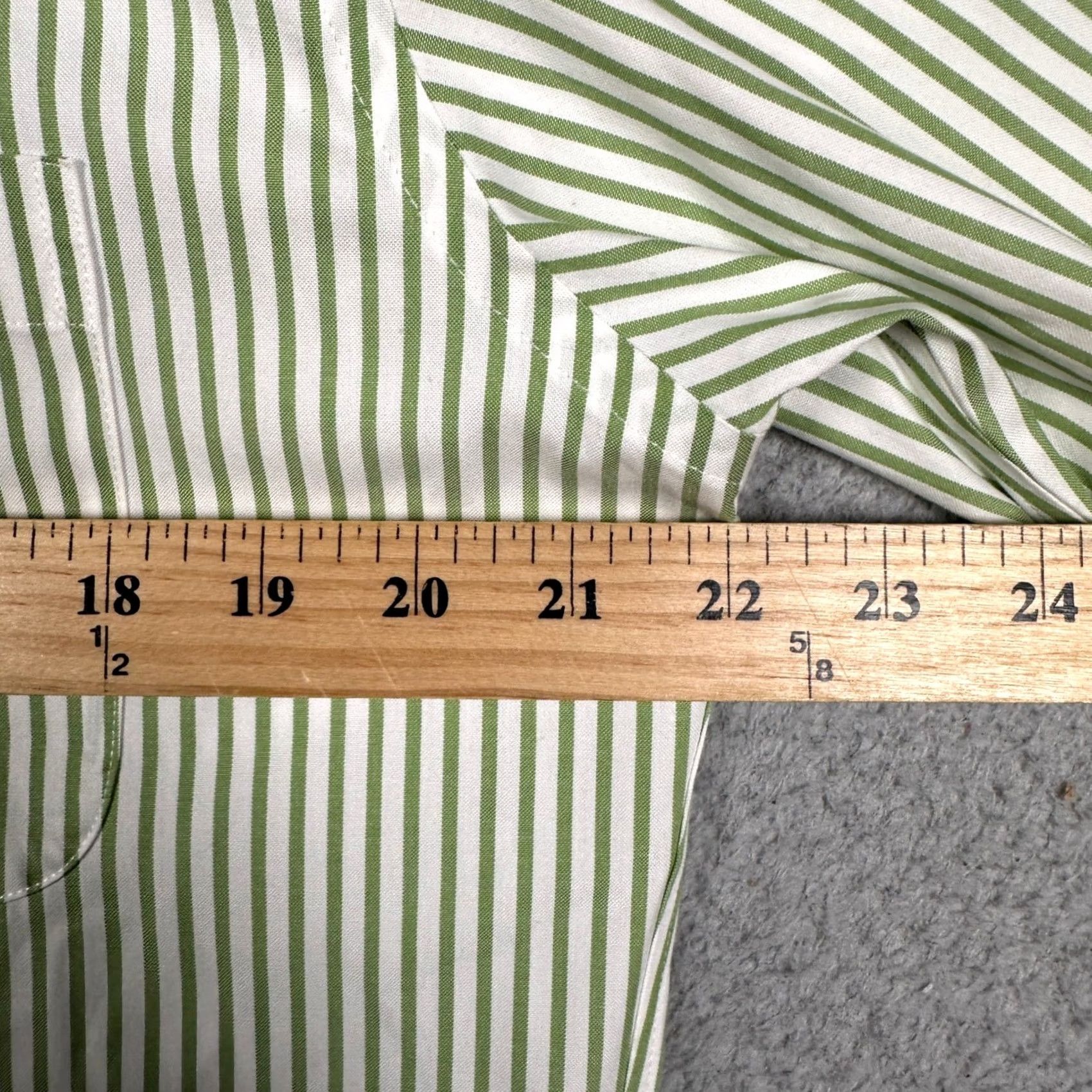 Vintage Paul Fredrick Shirt Mens L Green White Striped Slim Fit Button-Down Short Sleeve Size US L / EU 52-54 / 3 - 6 Thumbnail