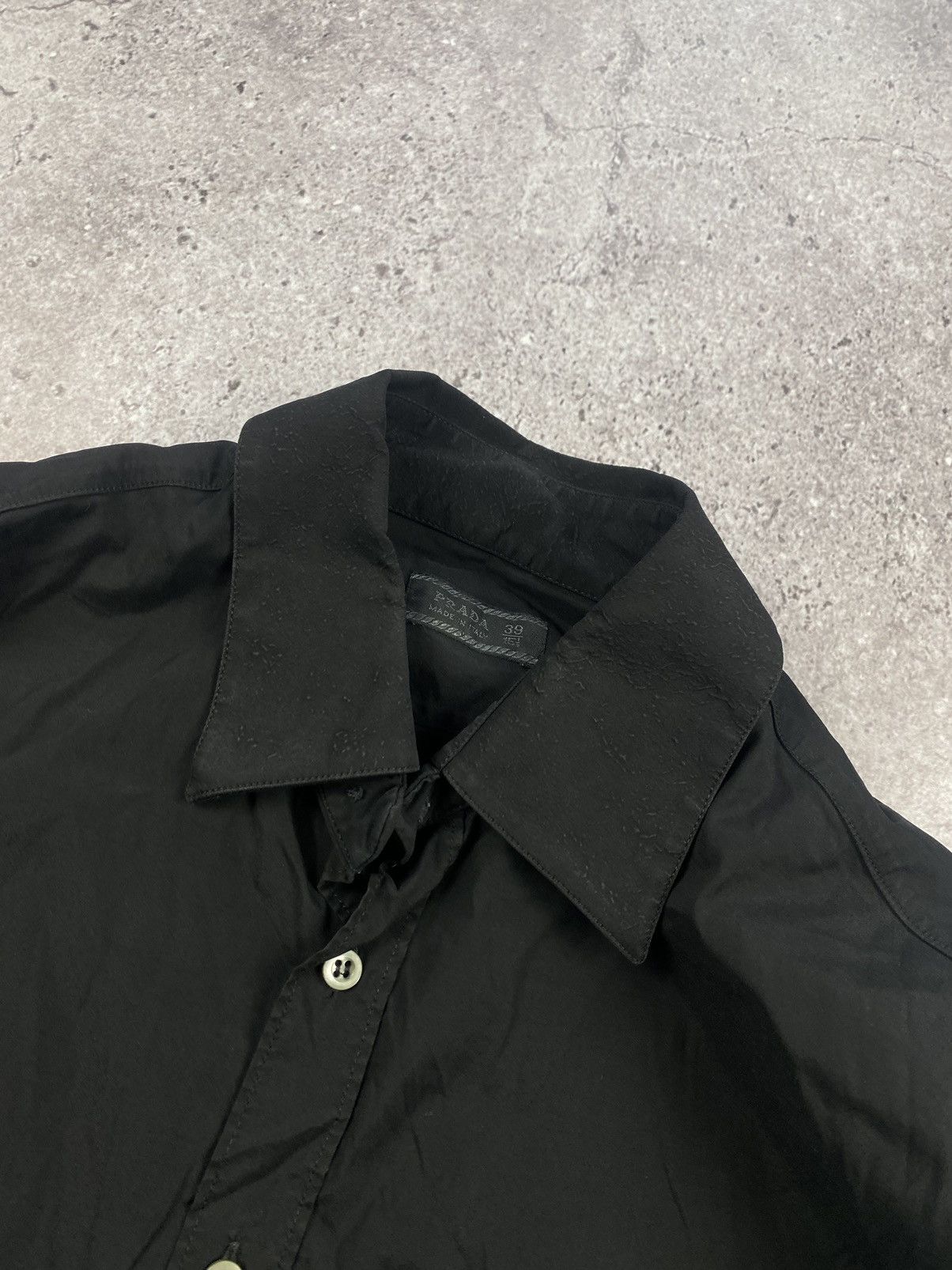 Prada × Vintage Prada vintage Distressed black nylon shirt Size US M / EU 48-50 / 2 - 2 Thumbnail