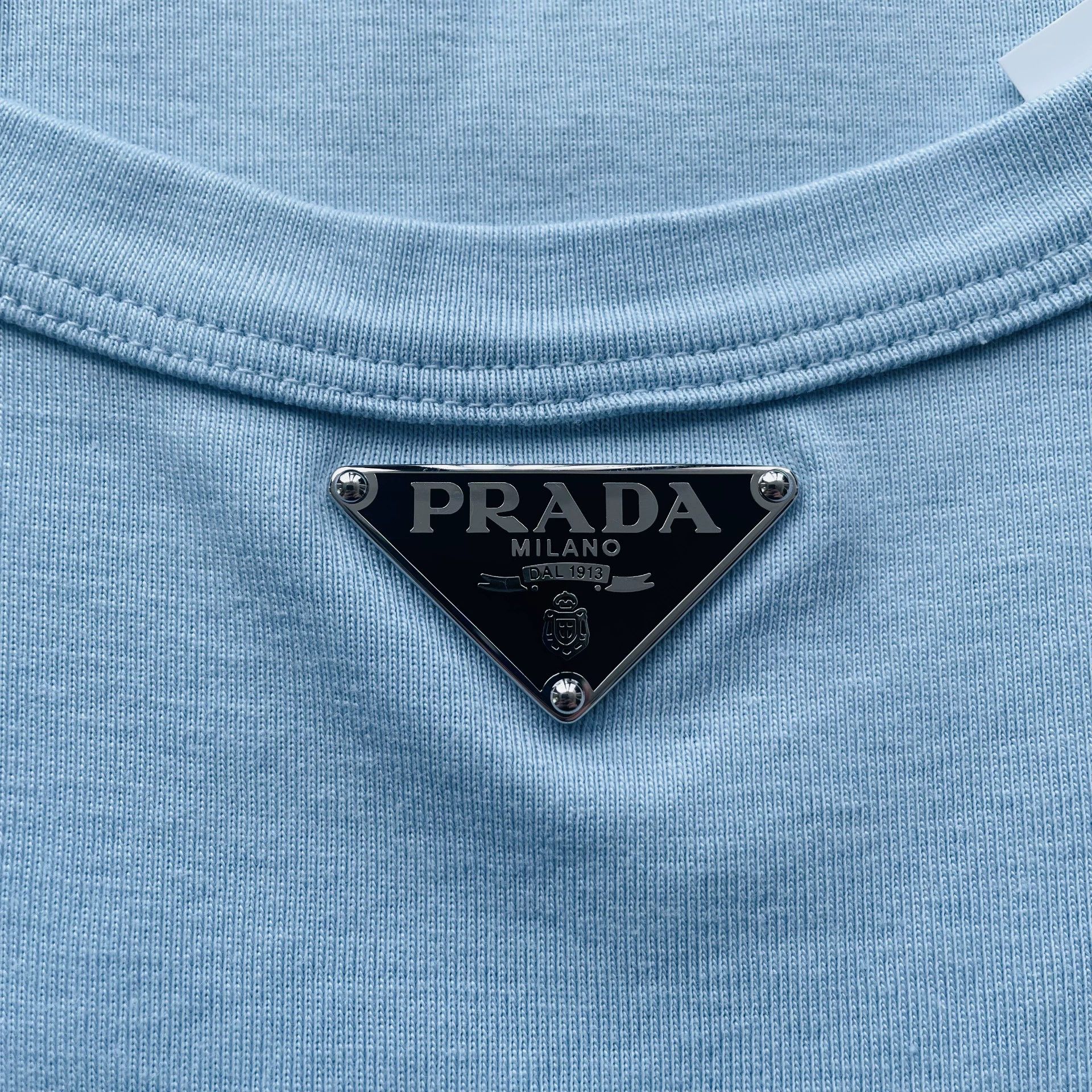 Prada PRADA Women's Sky Blue Logo Ribbed Knit Tank Top 40 Size S / US 4 / IT 40 - 4 Thumbnail