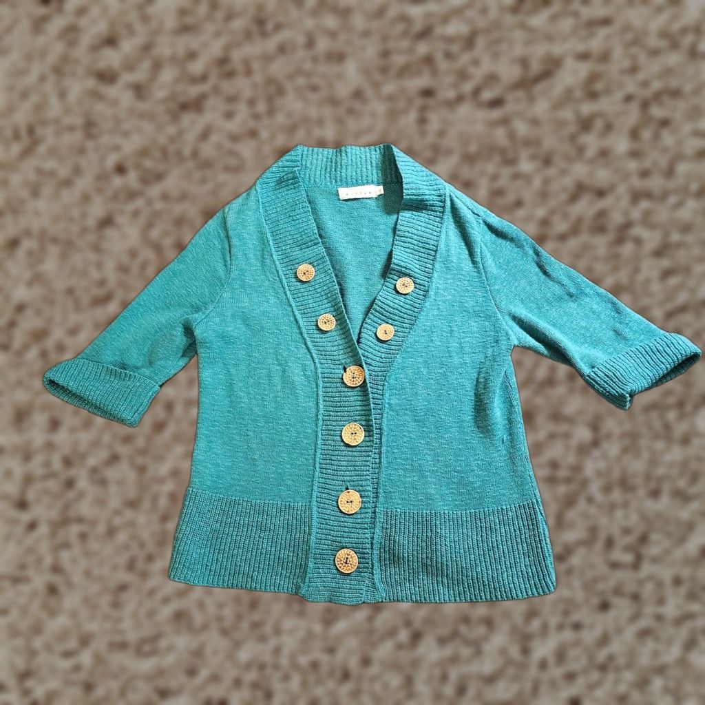 Vintage Willow Cardigan Sweater Womens Large Green Knit Sun Buttons 3/4 Sleeve Casual Size L / US 10 / IT 46 - 1 Thumbnail