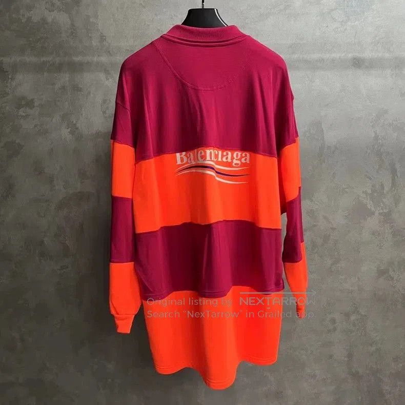 Balenciaga Balenciaga Red Orange Stripe Logo Polo. Size US S / EU 44-46 / 1 - 2 Thumbnail