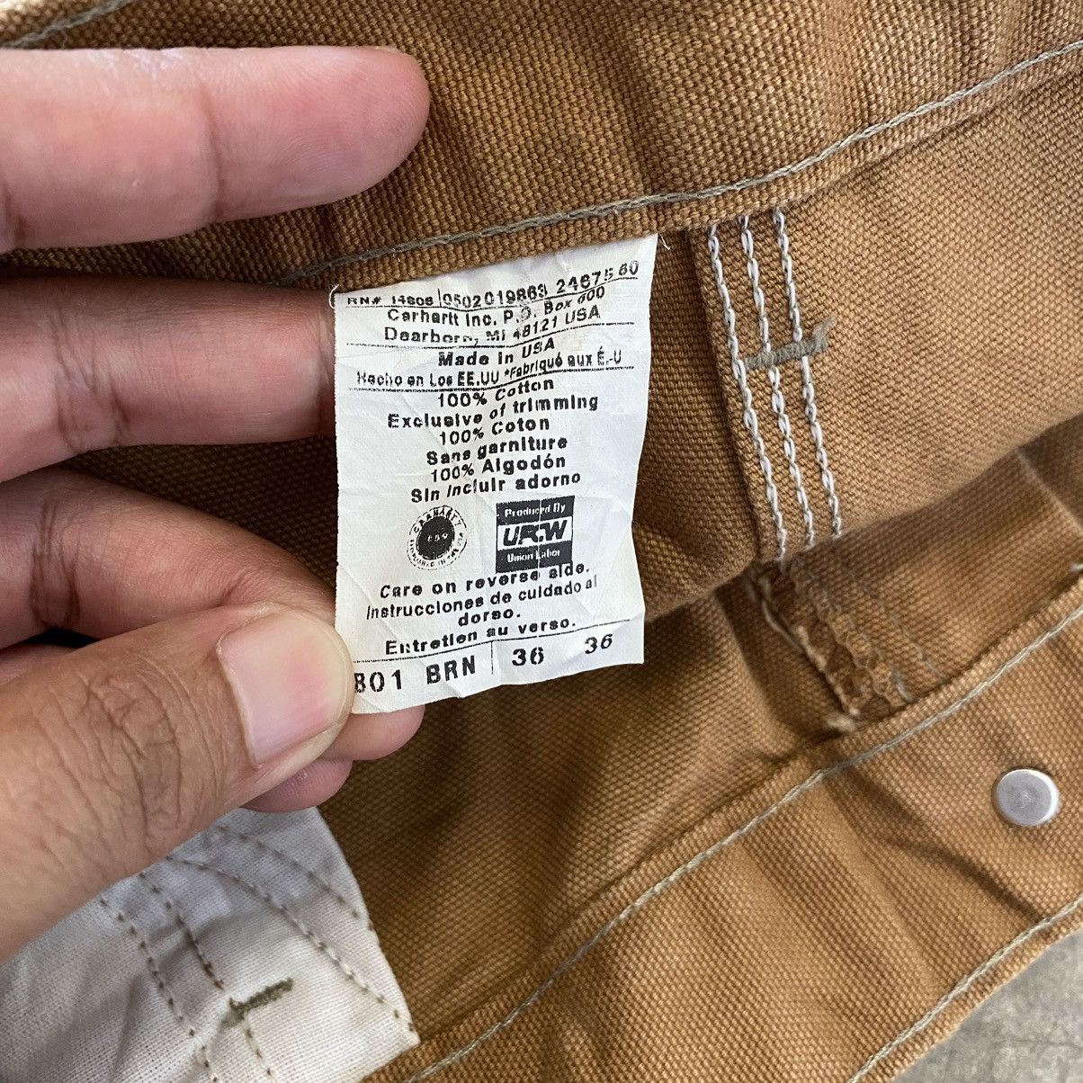 Carhartt Vintage Carhartt Double Knee Tan Carpenter Workwear Pants Size US 35 - 24 Thumbnail