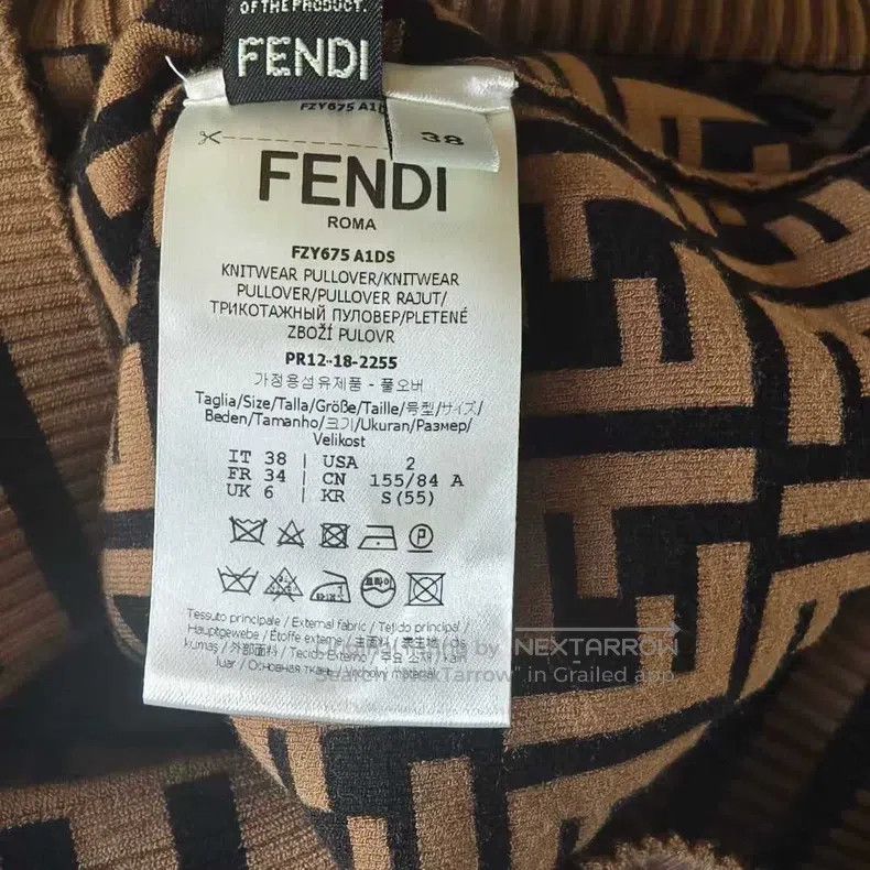 Fendi Fendi Brown FF All-Over Printed Arm Band Knit Sweater Size XXS / US 00 / IT 34 - 4 Thumbnail