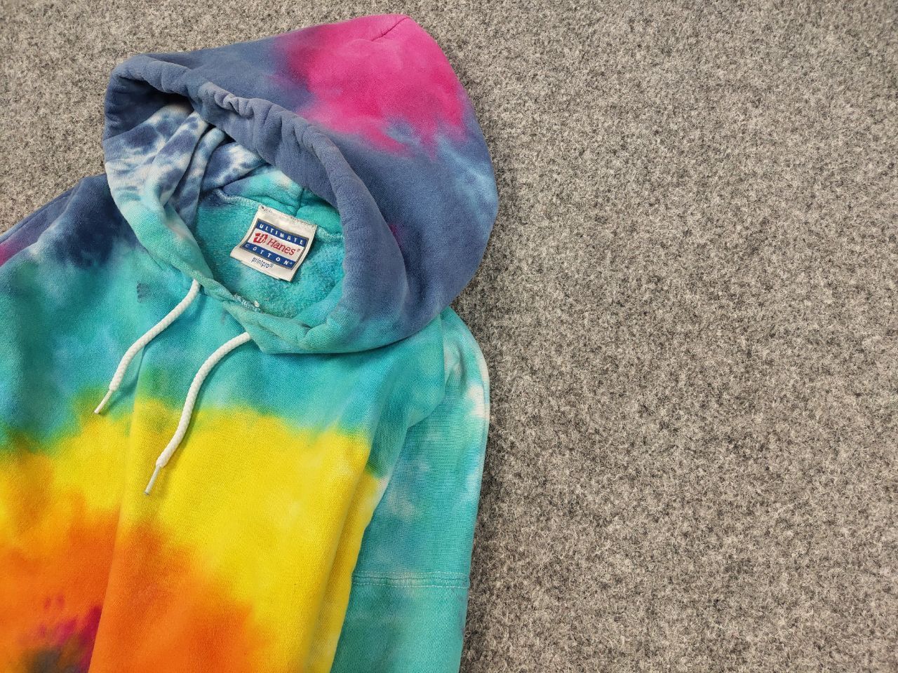 Hanes Vintage 90's Hanes Ultimate bright Tie Dye Oversized Hoodie Size US L / EU 52-54 / 3 - 4 Thumbnail