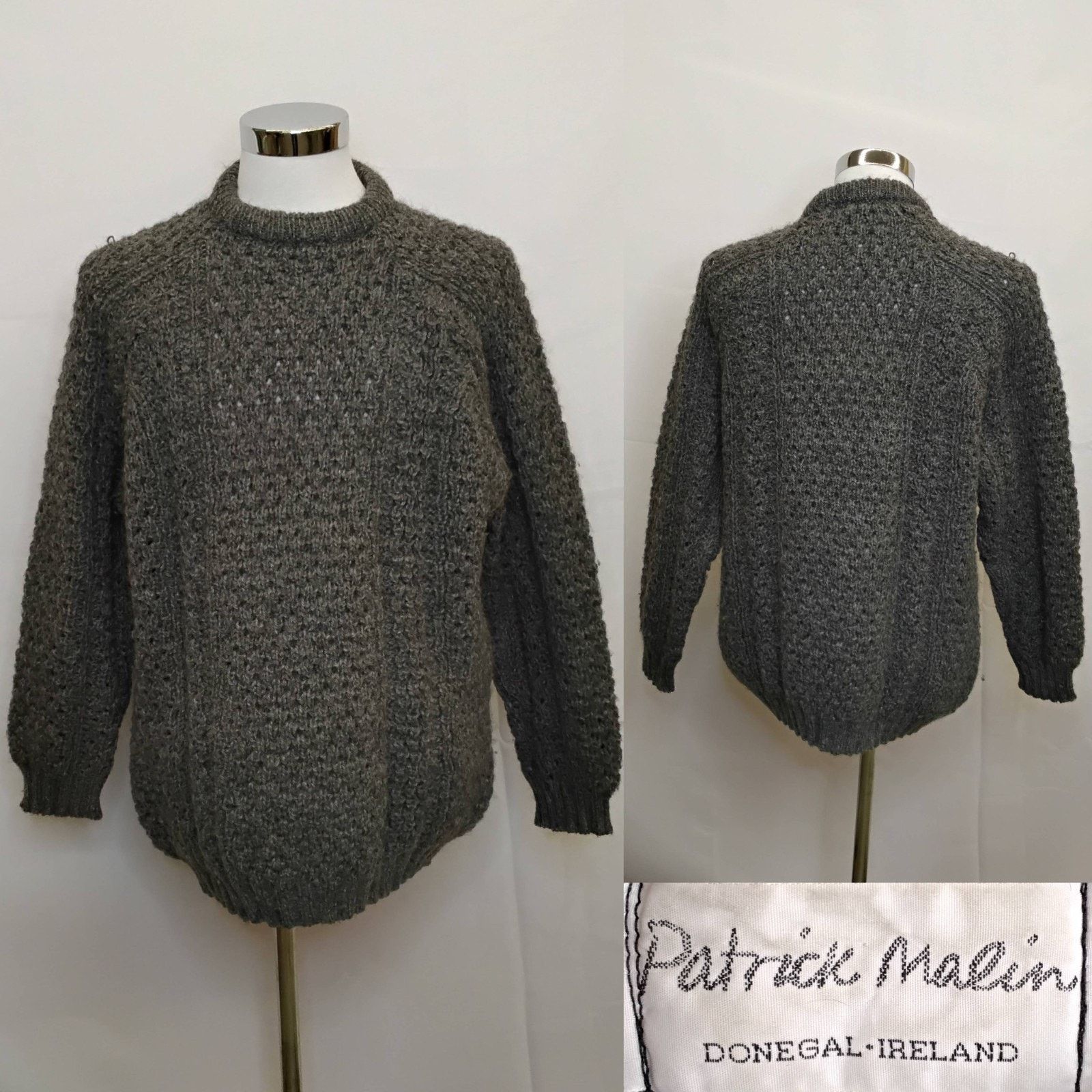 Other Patrick Malin Handmade Sweater Men's M Gray 100% Wool Irish Size US M / EU 48-50 / 2 - 1 Thumbnail
