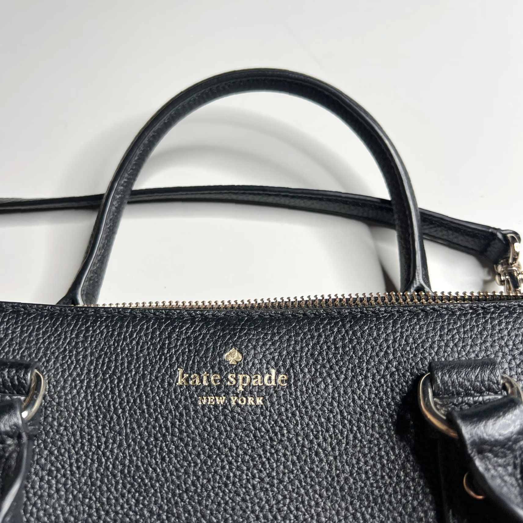 Vintage kate spade new york Black Pebbled Leather Satchel Crossbody Bag Purse Handbag Size ONE SIZE - 3 Thumbnail