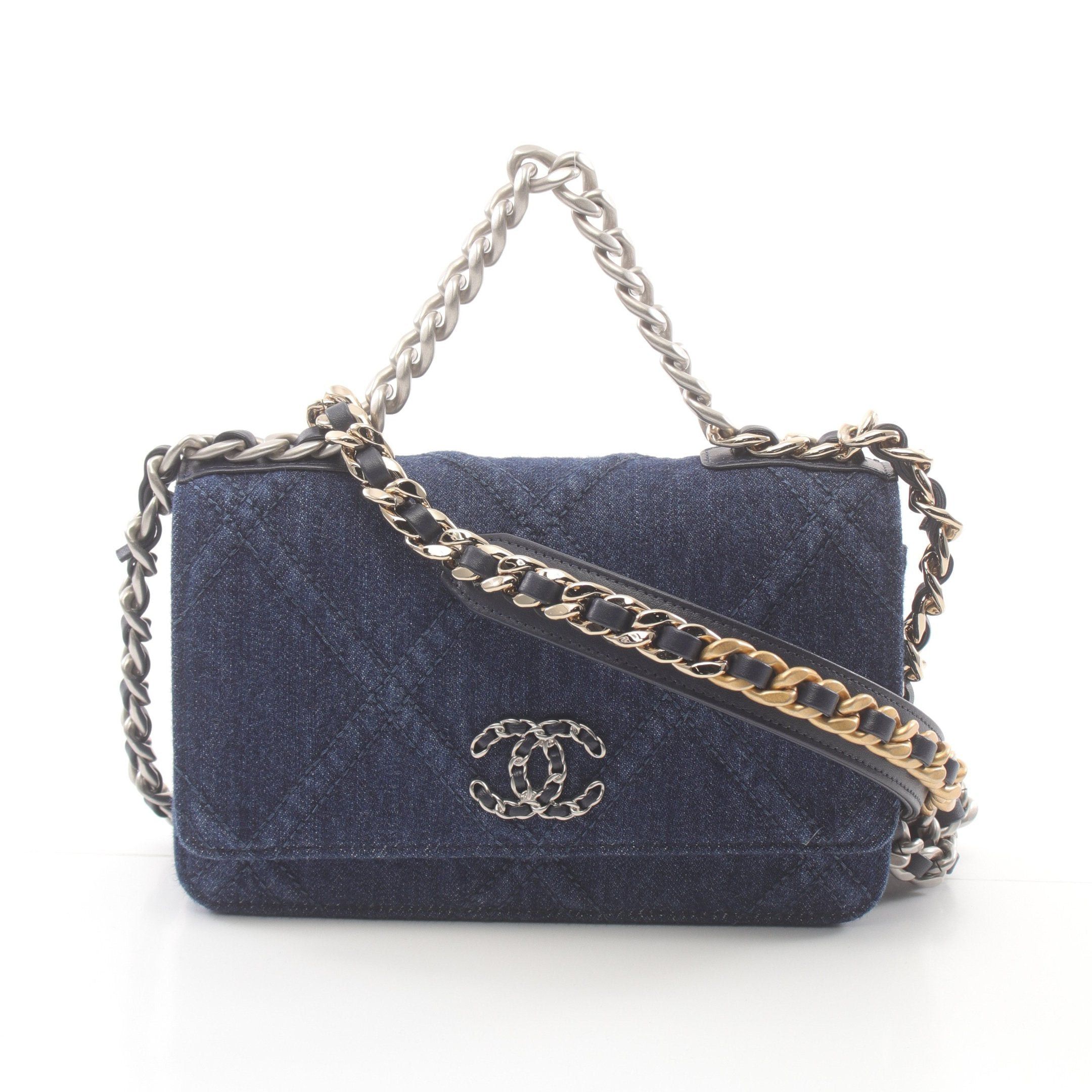 Chanel Chanel Chanel 19 Matelasse Chain Wallet Denim Indigo Blue Combination Metal Fittings Size ONE SIZE - 1 Thumbnail