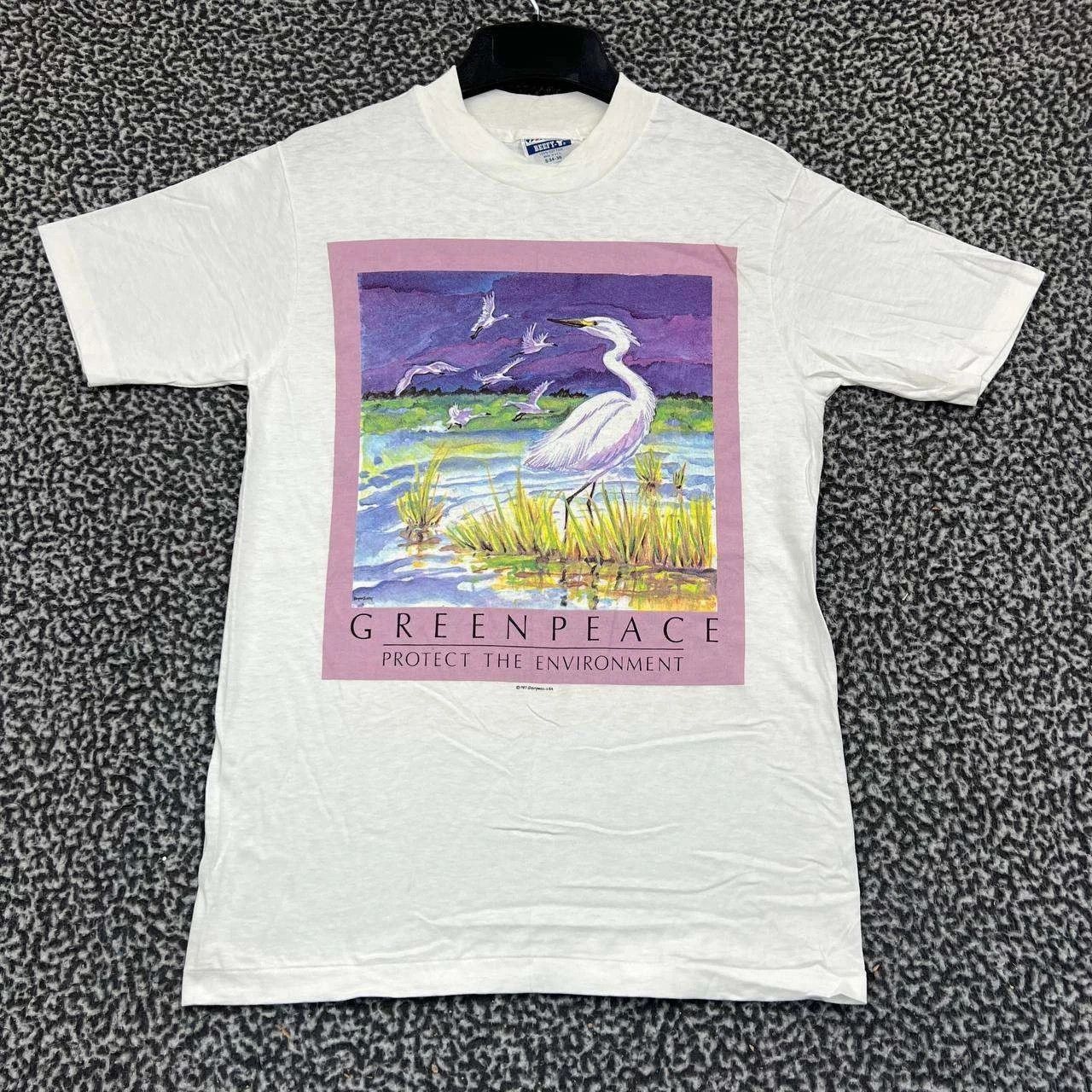 Hanes Vintage Green Peace Swan Shirt Men S Hanes Beefy Deadstock Size US S / EU 44-46 / 1 - 1 Thumbnail