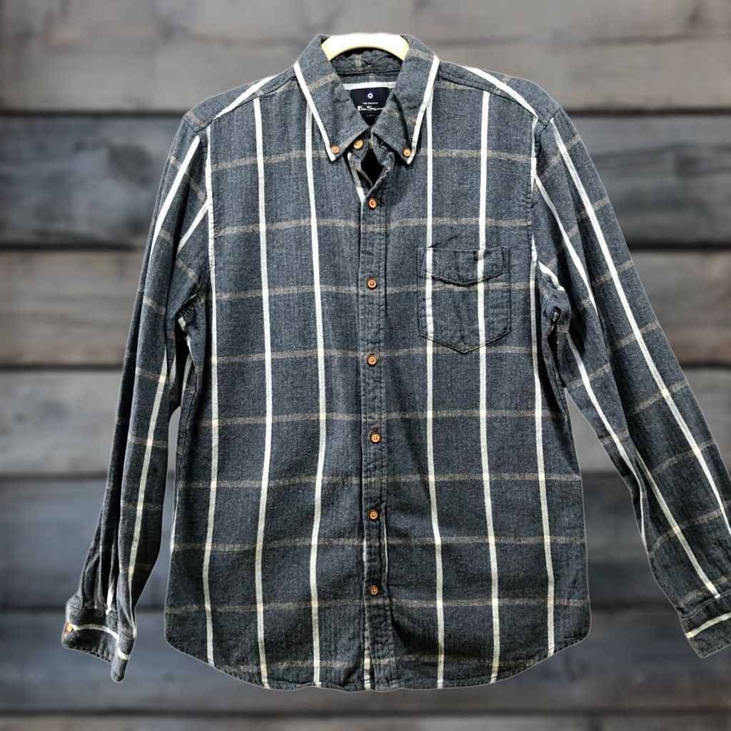 Ben Sherman Ben Sherman Shirt Mens M Blue White Grid Plaid Long Sleeve Cotton Flannel Button-Down Collared Classic Vintage: No Women's? Size US M / EU 48-50 / 2 - 1 Thumbnail