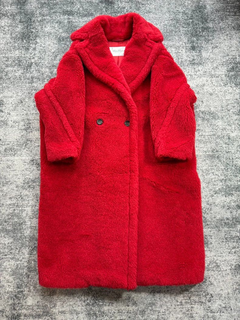 Max Mara Red Teddy Coat Jacket