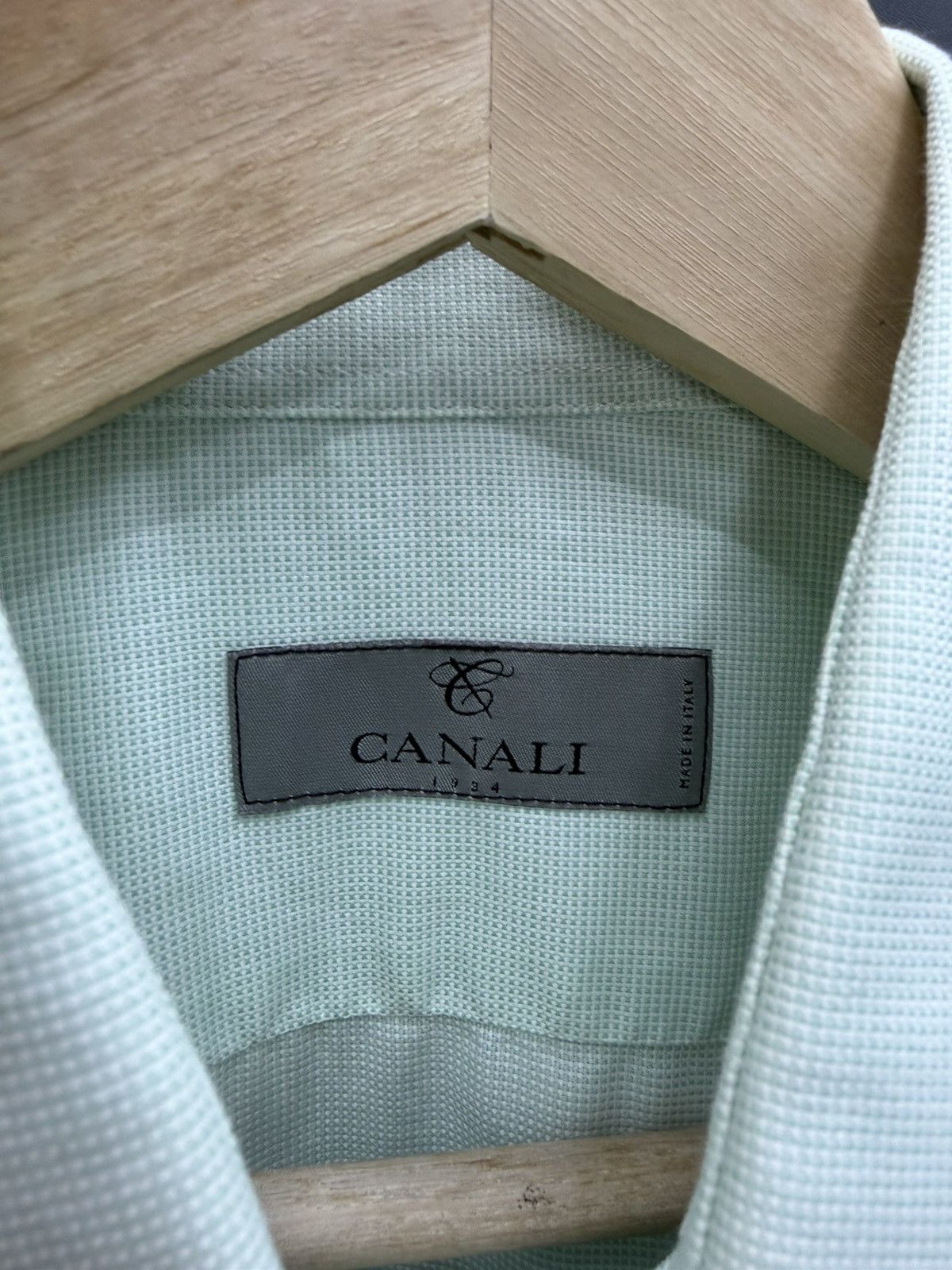 Canali Canali Mens Dress Shirt Mint Green Cotton Size 41/16 Size US L / EU 52-54 / 3 - 7 Thumbnail