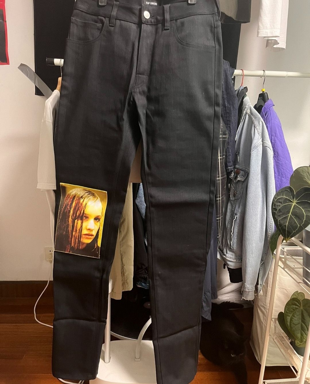 Pre-owned Raf Simons 18aw Fallen Street Leather Black Jeans