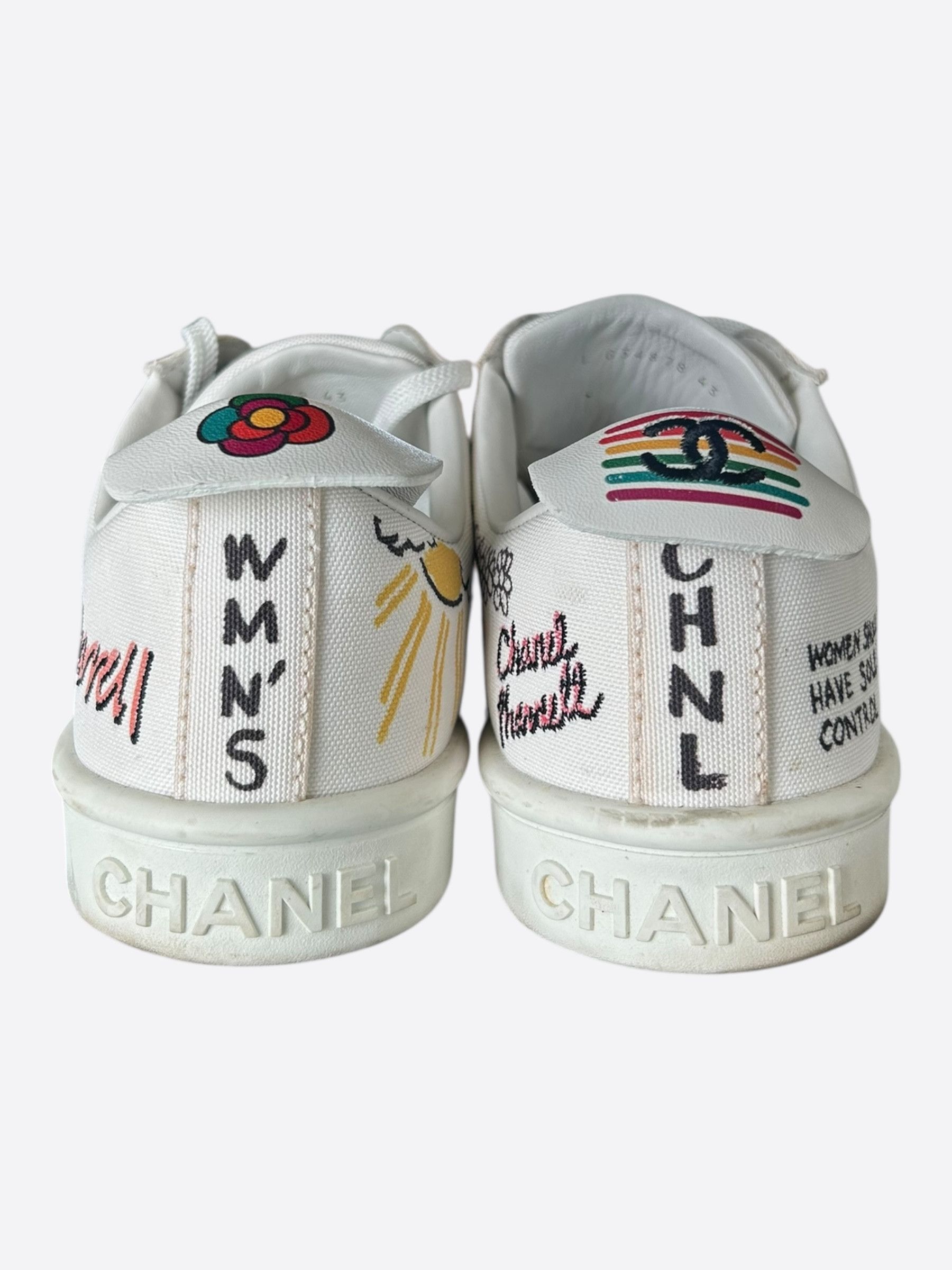Chanel Chanel Pharrell White & Multicolor Graffiti Logo Sneakers Size US 10 / EU 43 - 4 Thumbnail