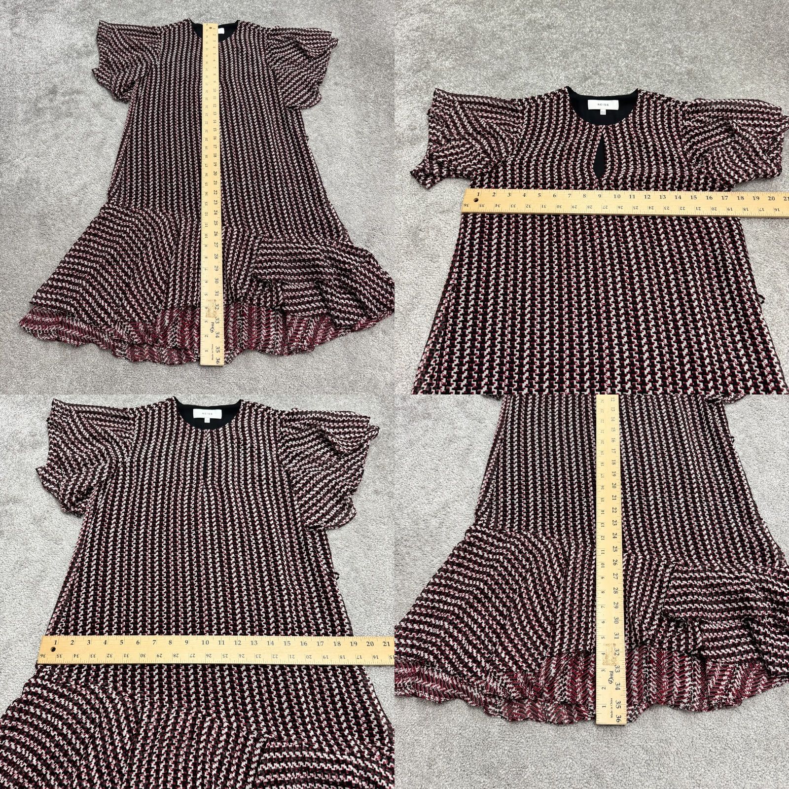 Reiss Reiss Anna Flutter Sleeve Flounce Mini Dress Womens 2 Multicolor Geometric Ruffle Shirt not applicable Size XS / US 0-2 / IT 36-38 - 8 Thumbnail