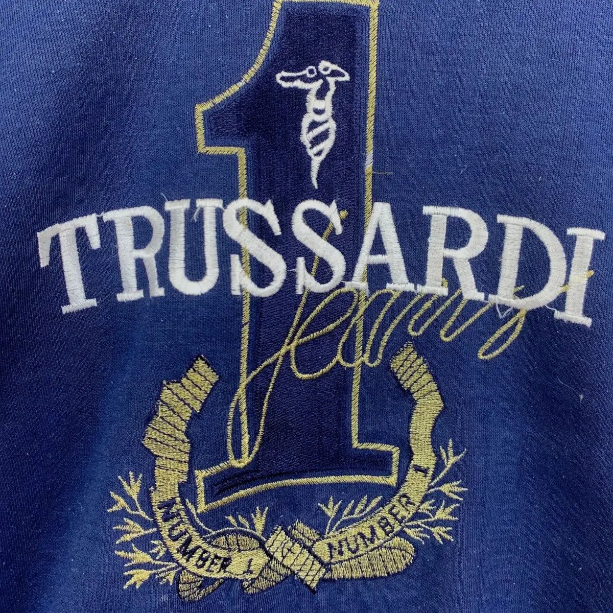 Trussardi Vintage TRUSSARDI ITALY Embroidered No 1 Sweatshirt Size XL / US 12-14 / IT 48-50 - 3 Thumbnail